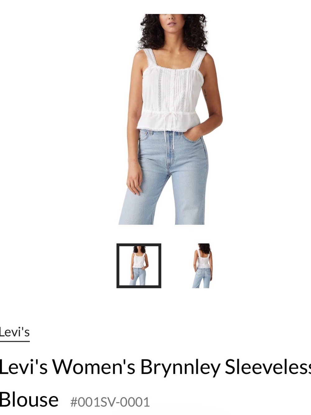 Levi's White Lace-Trim Sleeveless Drawstring Top Peplum—fits like a Medium